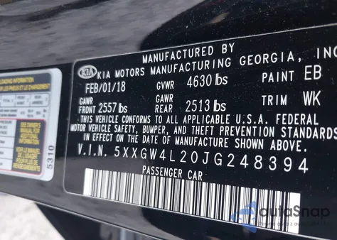 2018 Kia Optima Sx Turbo from USA, damaged, VIN 5XXGW4L20JG248394